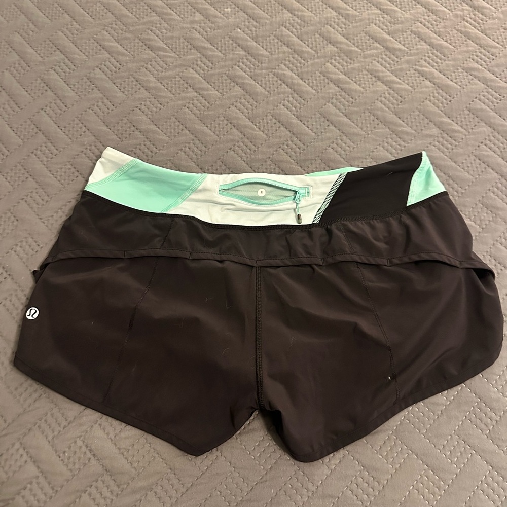 lululemon athletica Black and Green Speed Up Shorts